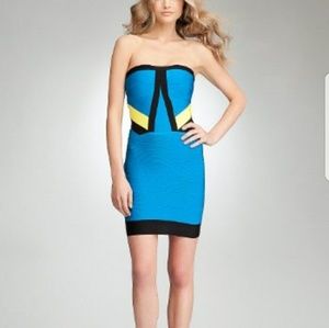 METHYL BLUE BEBE BANDAGE TUBE TOP DRESS